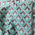 Blue Satin Geometric Jacquard Fabric